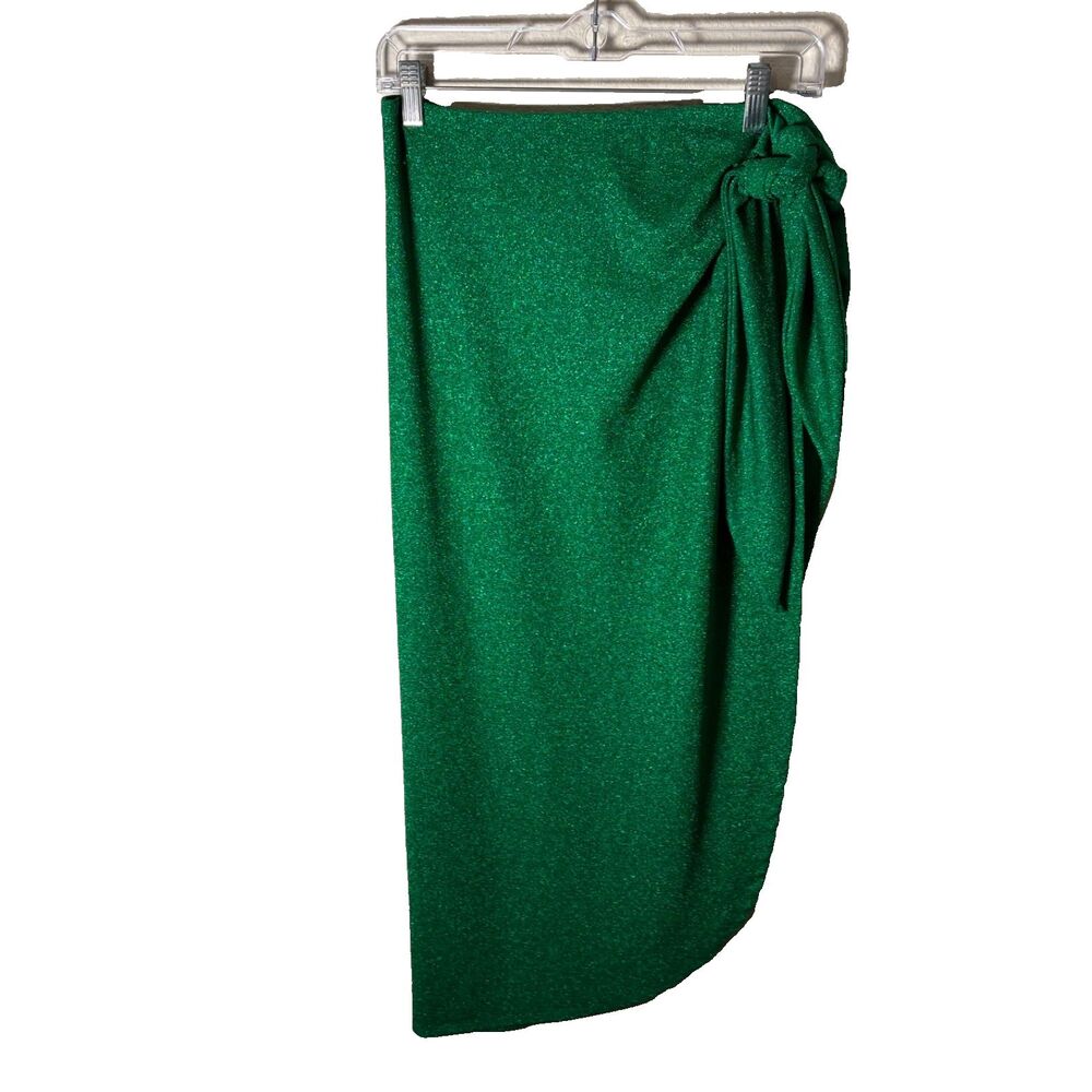 Good American Skirt Women's 0-4 Metallic Sarong Coverup Long Tie Knit